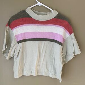 We The Free Boxy Mock-Neck Striped Tee